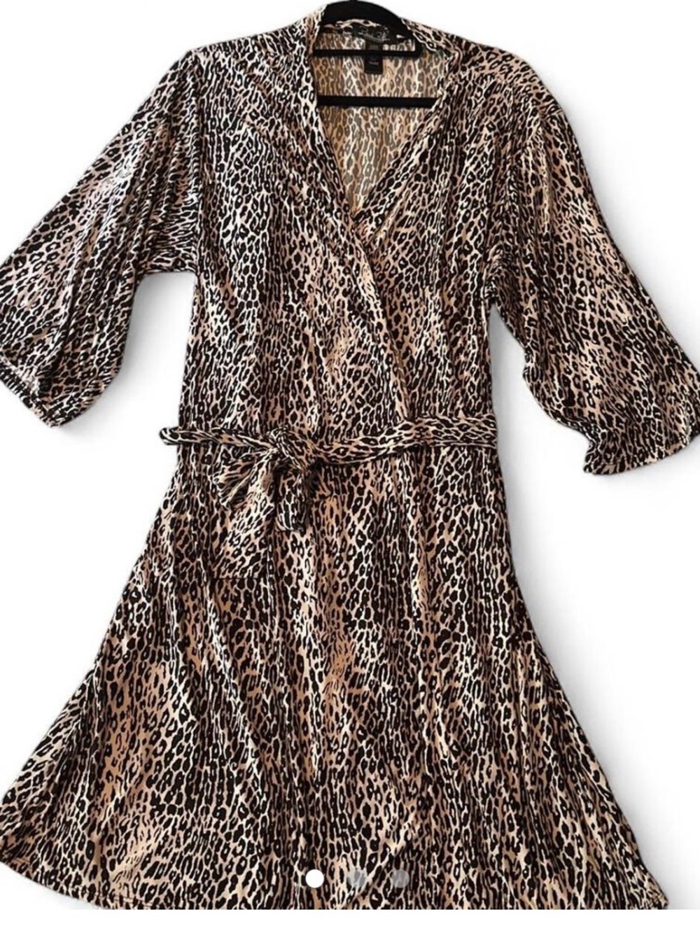 Rene Rofe  1X Animal Print Wrap Womens robe - Black and white Leopard